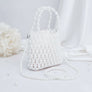 Top Handle Vintage Woven White Pearl Crossbody Bag