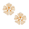Studs Graceful Gold and Pearl Flower Earrings