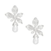 Teardrop Silver Flower Pearl Drop Earrings Women