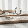 Silver Chain Open Hoops with White Pearl Earrings