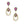 Teardrop Pink Green Crystal Coiled Wire Earrings
