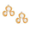 Stud Gold Triple Looped Cream Pearl Earrings