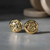 Stud XL Hammered Gold Domed Disc Earrings
