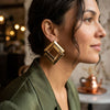 Stud Gold Interlocking Frame Structured Earrings