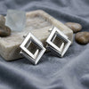 Stud Silver Interlocking Frame Structured Earrings
