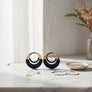 Hoop Denim Jeans Gold Double Ring Urban Earrings