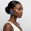Stud Blue Denim Jeans 3D Flower 2.5 inch Earrings