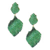 Drop Brilliant Green Pave Stone Petal Earrings
