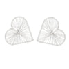 Stud Silver Wire Wrapped Angled Heart Earrings