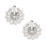 Clip On Runway Worthy Silver Pearl Round Earrings