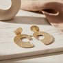 Clip On Gold Melted Metal Open C Large Earrings