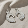 Clip On Silver Melted Metal Open C Large Earrings