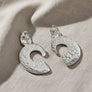 Clip On Silver Melted Metal Open C Large Earrings