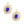 Drop Dramatic Large Gold Oval Blue Inset Earrings