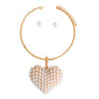 Pendant Cream Pearl Domed Heart Chunky Necklace