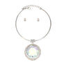 Choker Silver Formal Aurbo Round Radiant Pendant