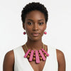 Necklace Fuchsia Wood Choker Set for Women