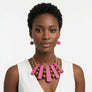 Necklace Fuchsia Wood Choker Set for Women