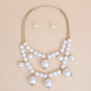 Bib Cream Pearl Baubles Layered Necklace Women