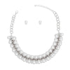 Pearl Necklace Silver Tentacle Collar Set for Women