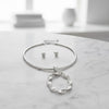 Choker Silver Ribbed Link Twisted Pendant Necklace