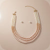 Glass Pearl Pink Cream Ombre 3 Strand Necklace