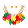 Choker Tribal Rainbow Wood Fringe Layered Set