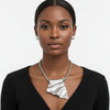 Power Pendant Silver Folded Metal Modern Necklace