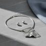 Power Pendant Silver Folded Metal Modern Necklace