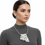 Power Pendant Silver Folded Metal Modern Necklace