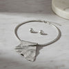 Power Pendant Silver Folded Metal Modern Necklace
