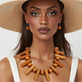 Collar Brown Wood Balanced Asymmetry Necklace