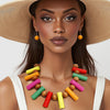 Collar Multicolor Wood Balanced Asymmetry Necklace