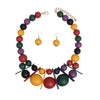 Bib Chunky Multicolor Wood Geometric Bead Necklace