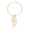 Necklace Gold Aurbo Stone Leaf Pendant Set Women