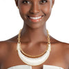 Bib High Shine Rigid Gold Plate Bling Necklace