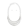 Bib High Shine Rigid Silver Plate Bling Necklace