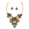 Necklace Black Gold Coiled Wire Clover Bib Set