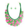 Dramatic Long Cord Disc Necklace Set