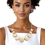Chain Gold Heavy Duty Crinkle Metal Disc Necklace