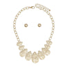 Chain Gold Heavy Crinkle Metal Teardrop Necklace
