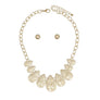 Chain Gold Heavy Crinkle Metal Teardrop Necklace