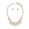 Chain Multi Heavy Crinkle Metal Teardrop Necklace