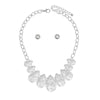 Chain Silver Heavy Crinkle Metal Teardrop Necklace