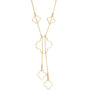 Negligee Long Gold Box Chain Quatrefoil Necklace