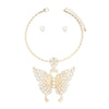 Choker Gold Pearl Butterfly Pendant Necklace