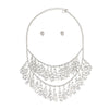Bib Silver Tiered Teardrop Dangle Necklace Women