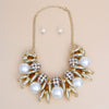 Necklace High Impact Gold Pearl Glam Bib Set Women