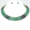 Collar Pave Green Stone Torque Necklace for Women