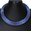 Collar Pave Blue Stone Torque Necklace for Women